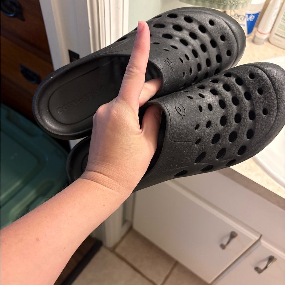 Easy Spirit Black Slip-On Ventilated Clog Sandals